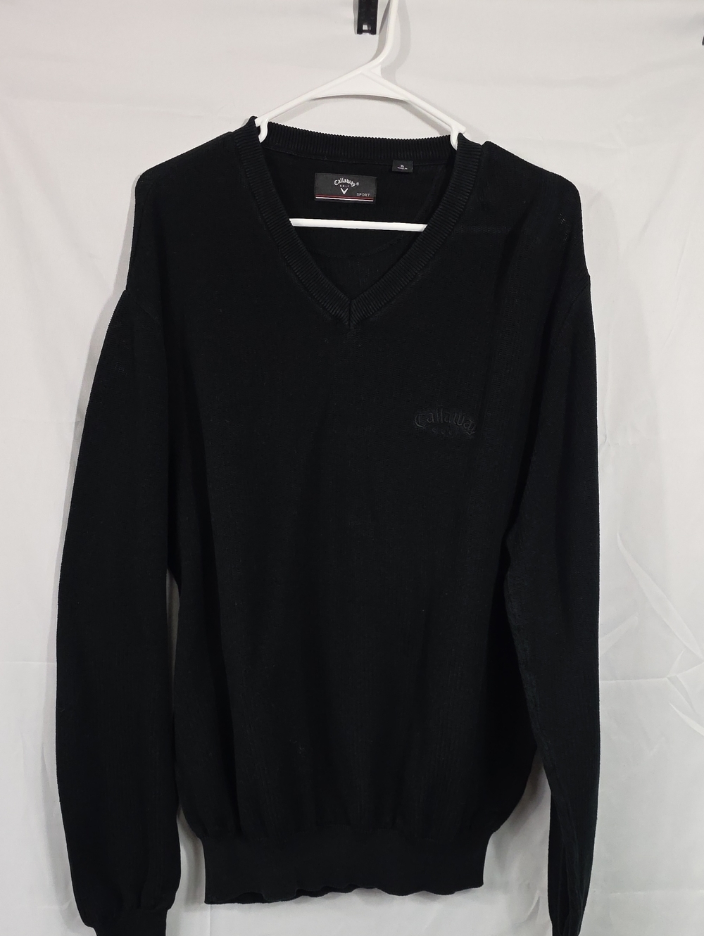 Callaway Men’s Black V-Neck Sweater With Logo Stitching (M199) New